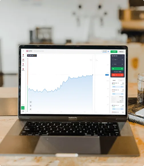 Quotex platform open on a laptop